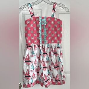 Size 10/12 Eleanor Rose Come Sail Away Pink & Blue Romper